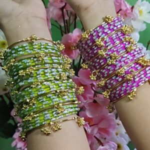 Kashmiri Bangles (Green+Purple)+Kajal-Free