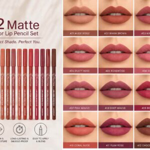 Flarnnor 12 Pcs Matte LipLiner Set